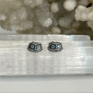 NEW! 925 Sterling Silver CZ Owl Earrings.
